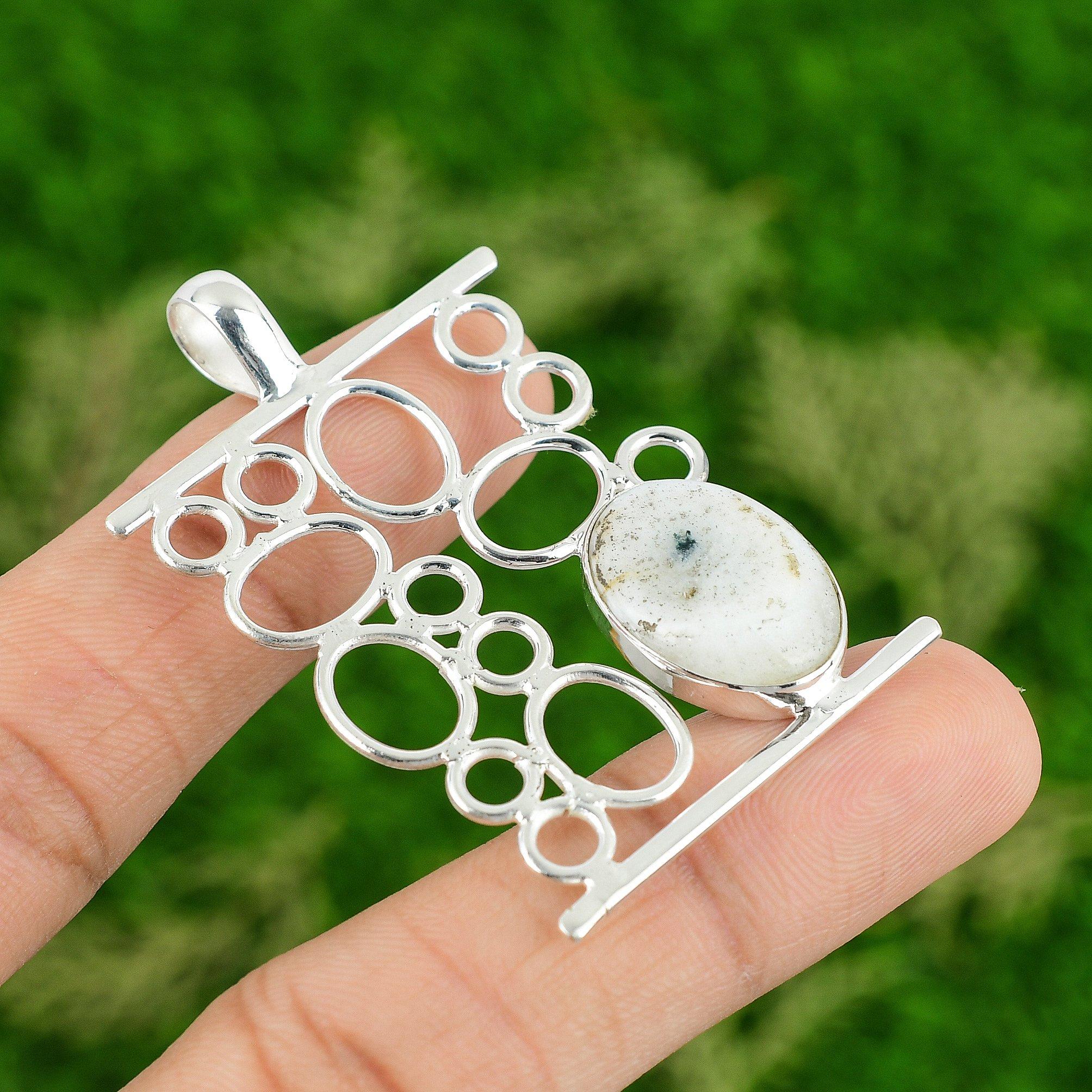 

Daughters Day Sale 925 Sterling Silver Solar Moss Opal Stone New Pendant Jewelry