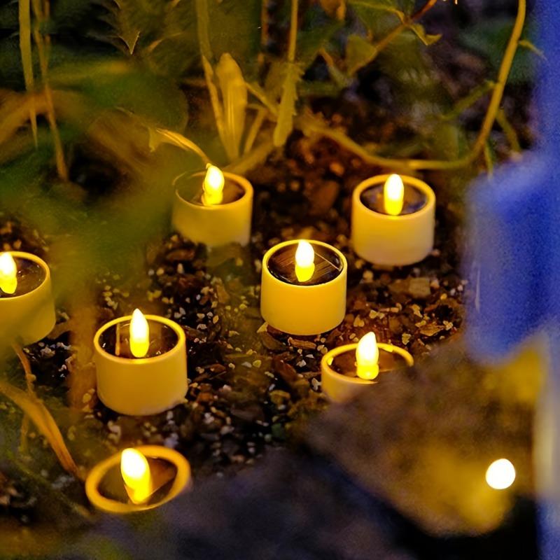 Solar Teelicht LED Kerzen Außen Wasserdicht Flammenlose Solar Teelichter Wiederaufladbare Kerzen für Party Garten Heim Deko