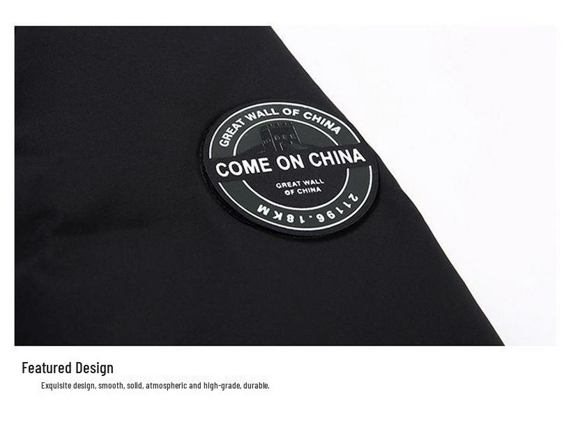 Męska długa niebieska kurtka puchowa z kapturem w stylu koreańskim