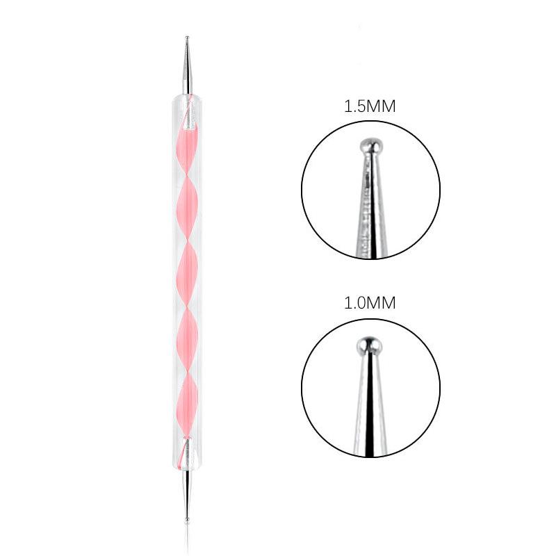 

DIY Manicure Tools: Nail Art Dotting Pen, Spiral Rod Hook Pen & Drawing Painting Marbleizing Tool рожевий