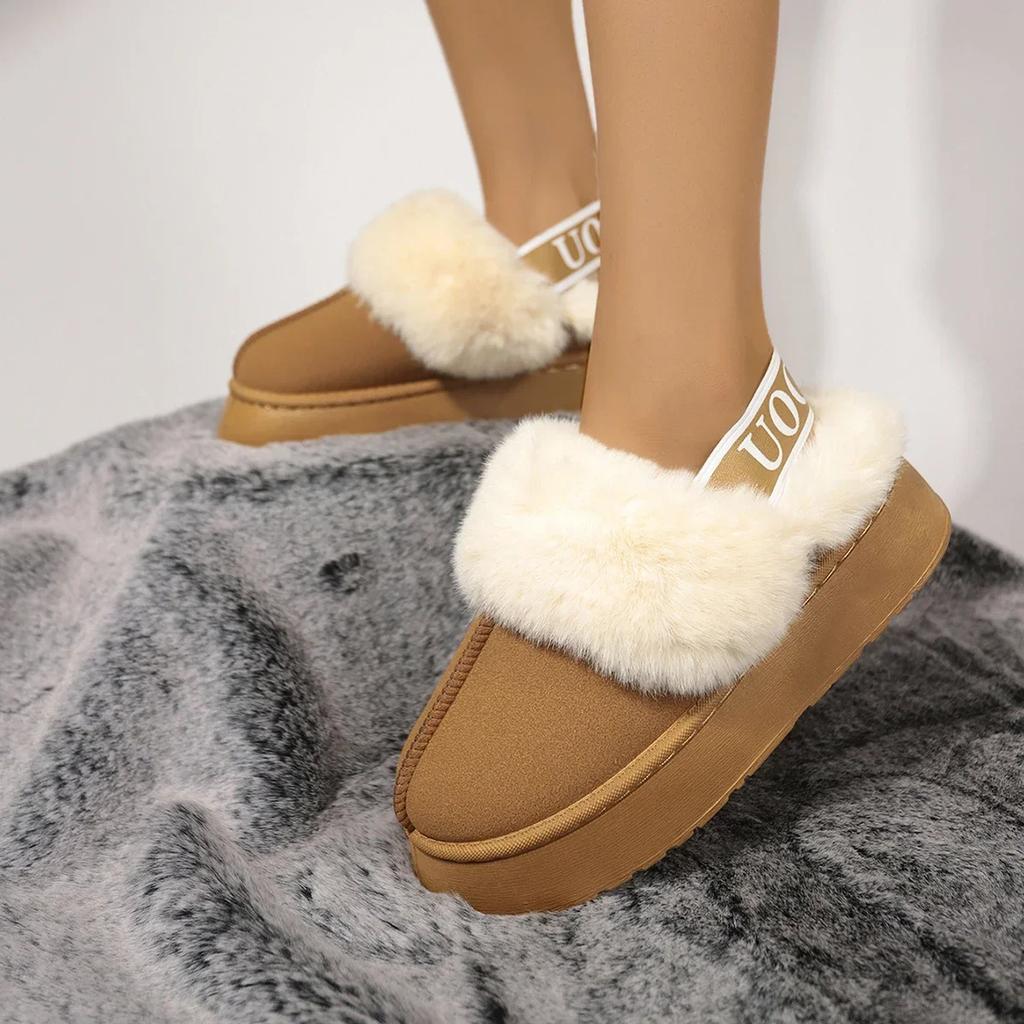 Classic Warm Plush Anti Slip Flat Bottom Shoe Womens Home Outdoor Cover Head Slippers Winter Matsuke Snow Boots