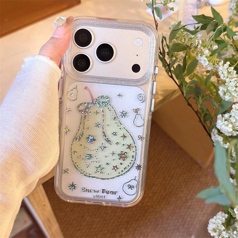 

Luxury Gold Star Flower Green Pear Case for iPhone 17/16 Pro Max/15/14 iPhone 17 Pro Max