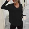 2025 European Women's Elegant V-neck Hooded Sweatshirt - Soft Long Sleeve with Drawstring