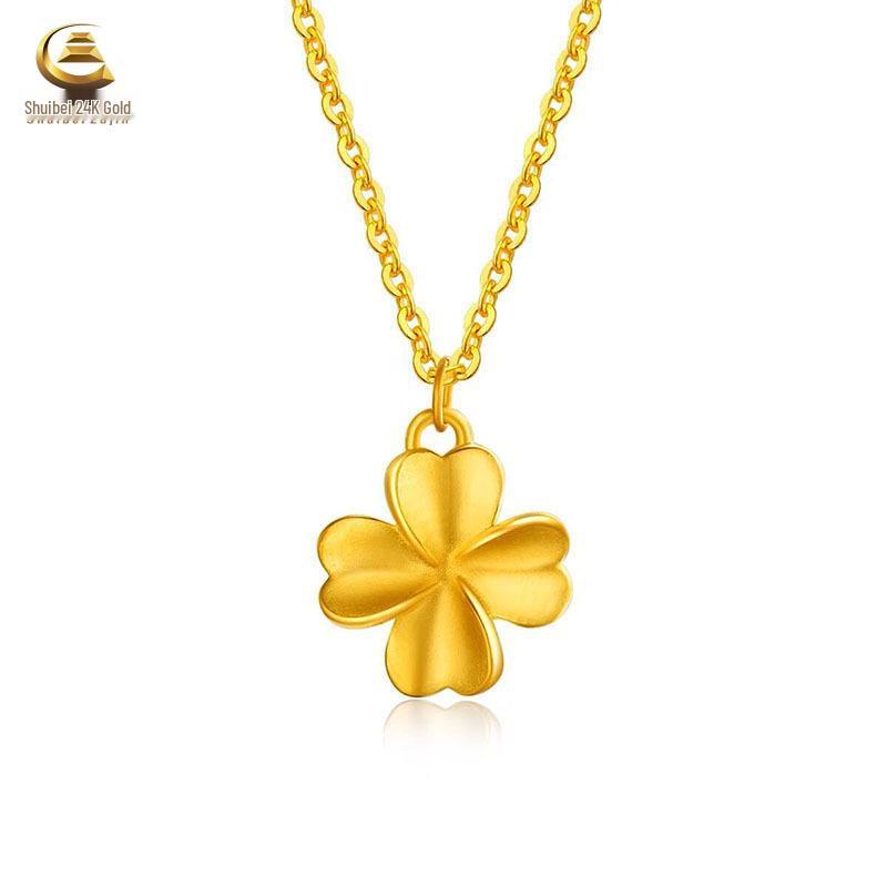 Rose Flower Crown Pure Gold 999 Pendant Set for Women - Qixi Valentine's Day Gift