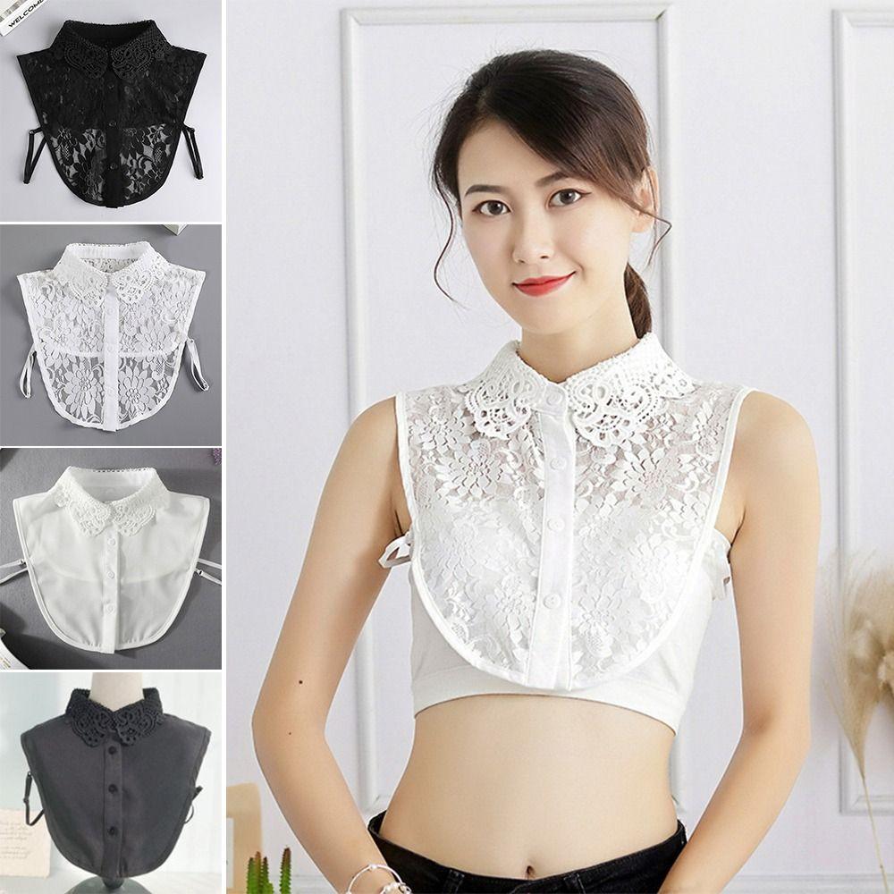 Chiffon Fake Lace Collar Detachable Fake Shirt Collar DIY Clothing Accessories  for Women Girls