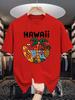 Unisex Crew Neck Tee Hawaii Tropical Beach Scenery Graphic Print Soft Cotton Loose Short Sleeve Summer Casual Male Streetwear Tops