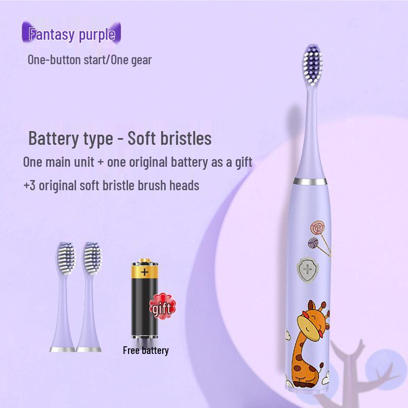 

Перезаряжаемая электрическая зубная щетка для детей (Возраст 3–12 лет) - Сменная головка, Полностью моющийся корпус, Готов к подарку.