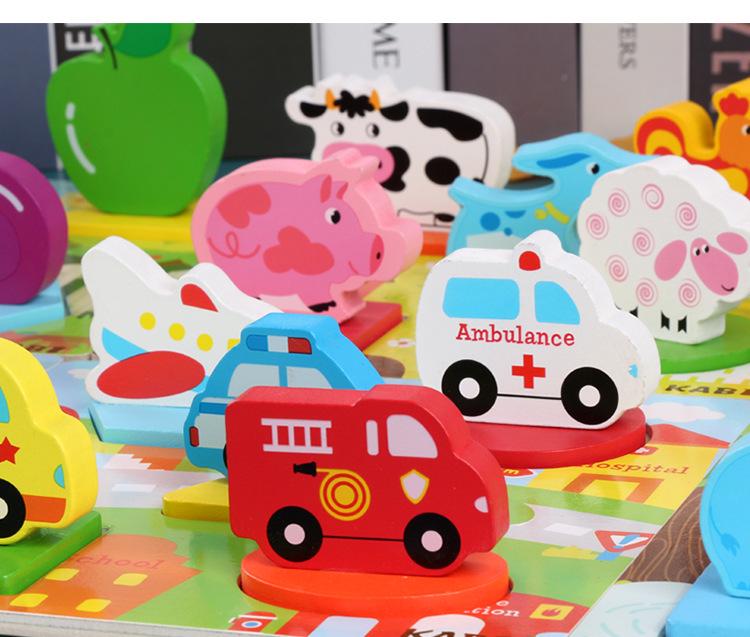 Wooden 3D Animal Puzzle Board - Early Education Toy for Preschoolers
