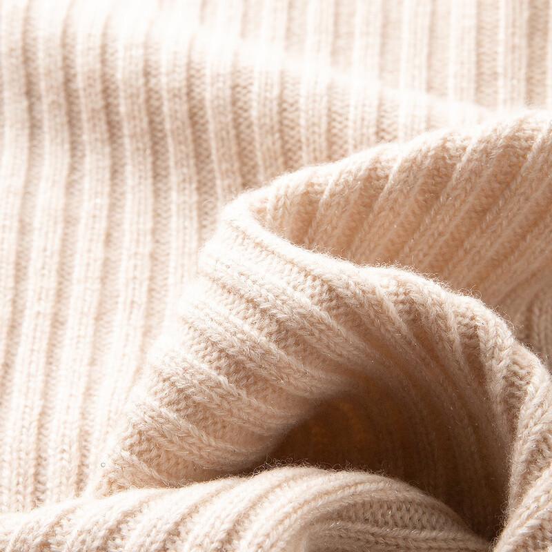 TUHUANG Women's Thickened Ribbed High-Neck Wool Blend Sweater with Split Hem