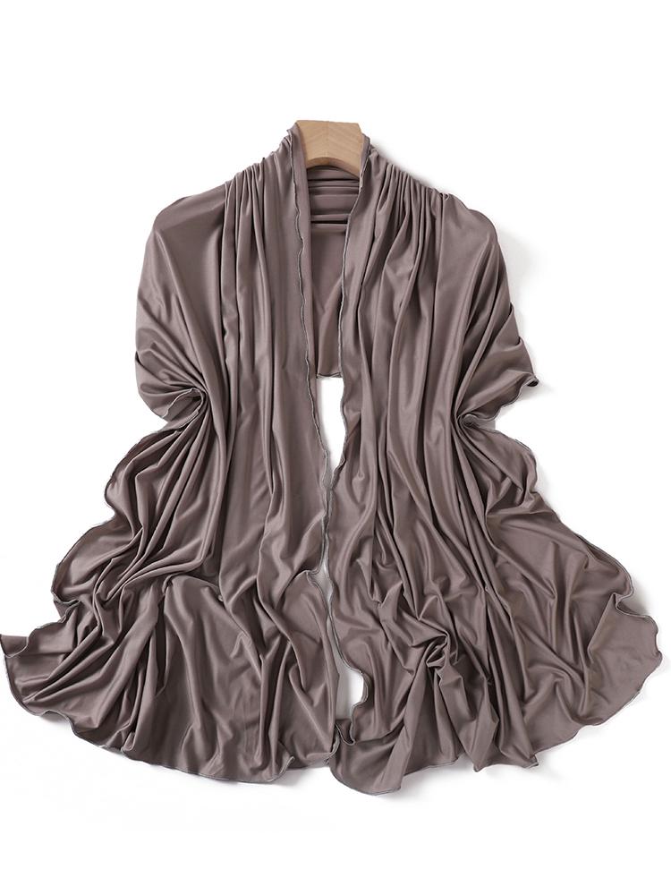 Luxury Wavy Edge Jersey Hijab for Women Solid Color Milk Silk Scarf Headscarf Autumn Shawl Stretchy Chiffon Scarf Ramanda