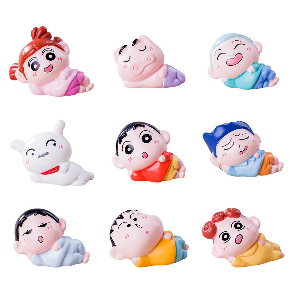 9Pcs/Set Anime Crayon Shin Chan Action Figure Toy Mini Figurines Sleep Serise Desktop Home Deroc Collection Model Toys