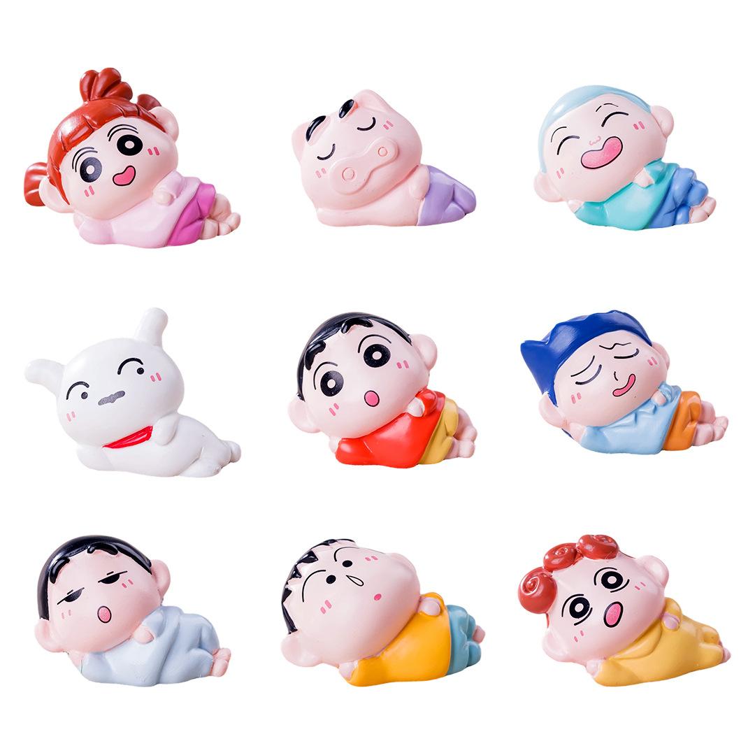 9 шт./комплект Аниме Крейон Шин-чан Фигурка Действия Игрушка Мини-фигурки Серия Сон Настольный Домашний Декор Коллекция Модели Игрушки