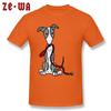 Funny Mens T Shirt Dark Grey Tshirts 100 Cotton Clothes Greyhound Dog With Red Leash Cartoon Tops Tees Summer Fall Tshirt