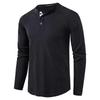 Men's Solid Color Long-Sleeve Henley Shirt - European & American Autumn/Winter Collection
