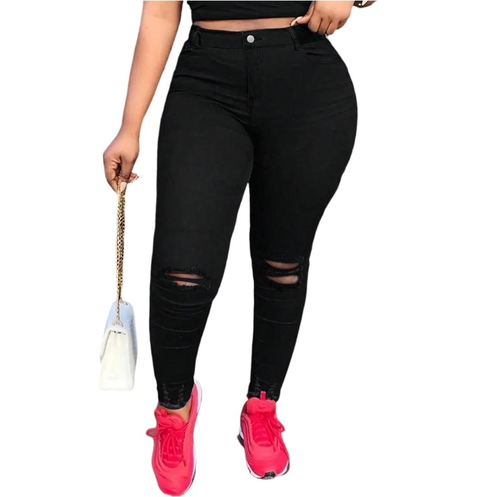 Women's Loose And Casual Trend Ripped Casual Fashion Tight Fitting Leg Jeans