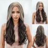 Synthetic Long Wavy Dark To Blonde Wigs For Women Middle Part Wig Natural Looking Heat Resistant Fiber Wigs