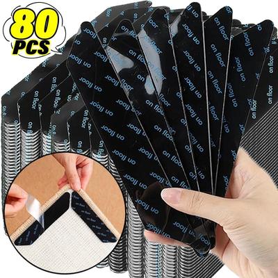 80/8 adet Halı Kaymaz Etiketler Yeniden Kullanılabilir Yıkanabilir Kıvrılma Önleyici Halı Yamaları Sabit Etiket Zemin Kilim Mat Kavrayıcı Durdurucular Bantlar