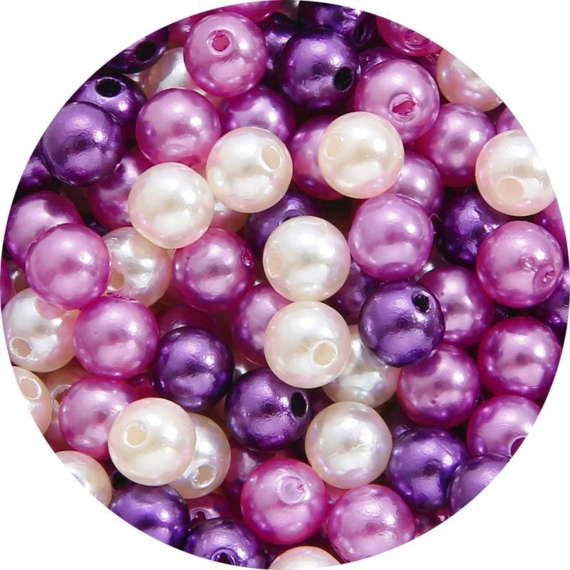 Color Abs Perforated Imitation Pearl Loose Beads Diy Hand-Woven Beaded Bracelet Homemade Jewelry Material