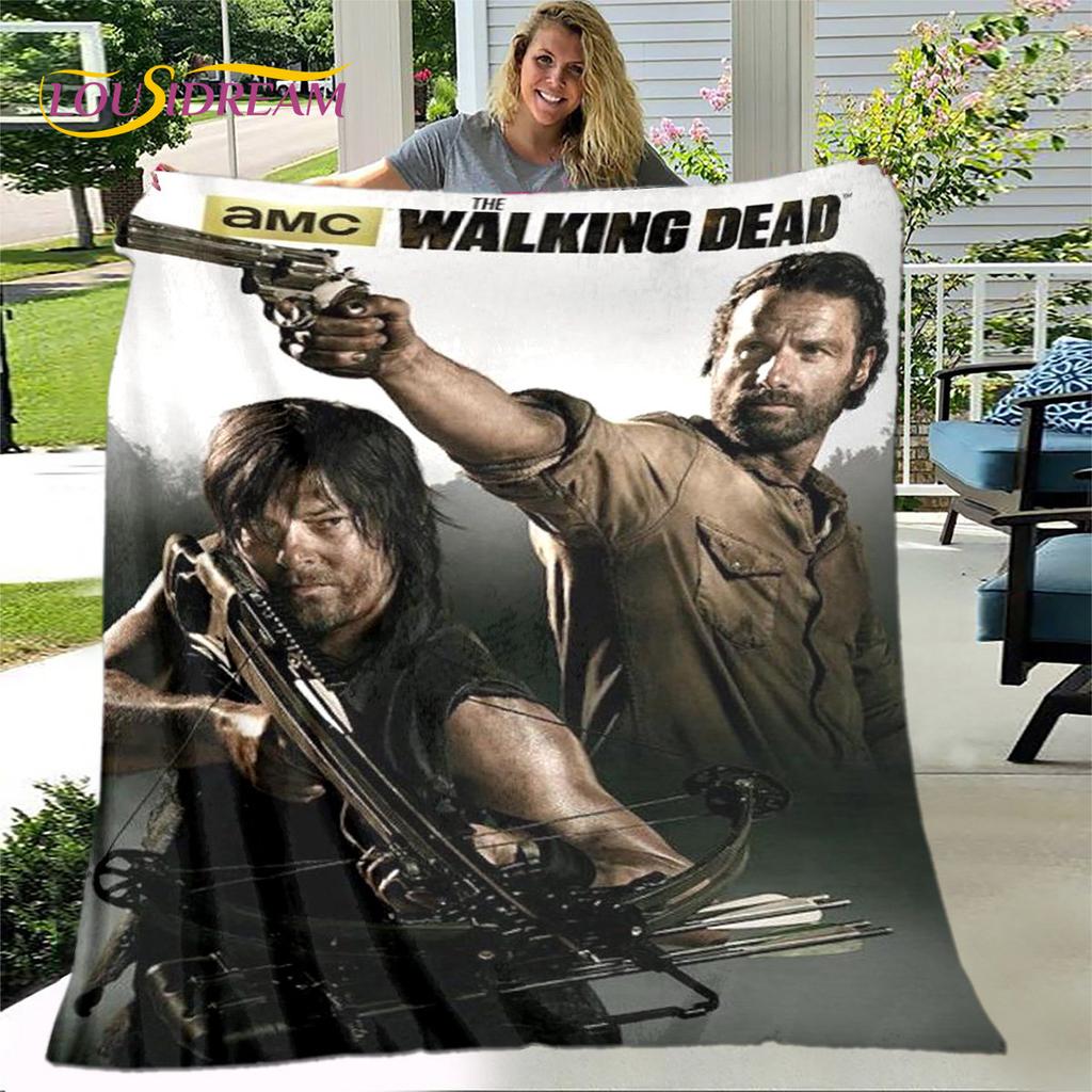 The Walking Dead Korku Yumuşak Peluş Battaniye, Flanel Battaniye Atmak Battaniye Oturma Odası Yatak Odası Yatak Kanepe Piknik Örtüsü Bettdecke