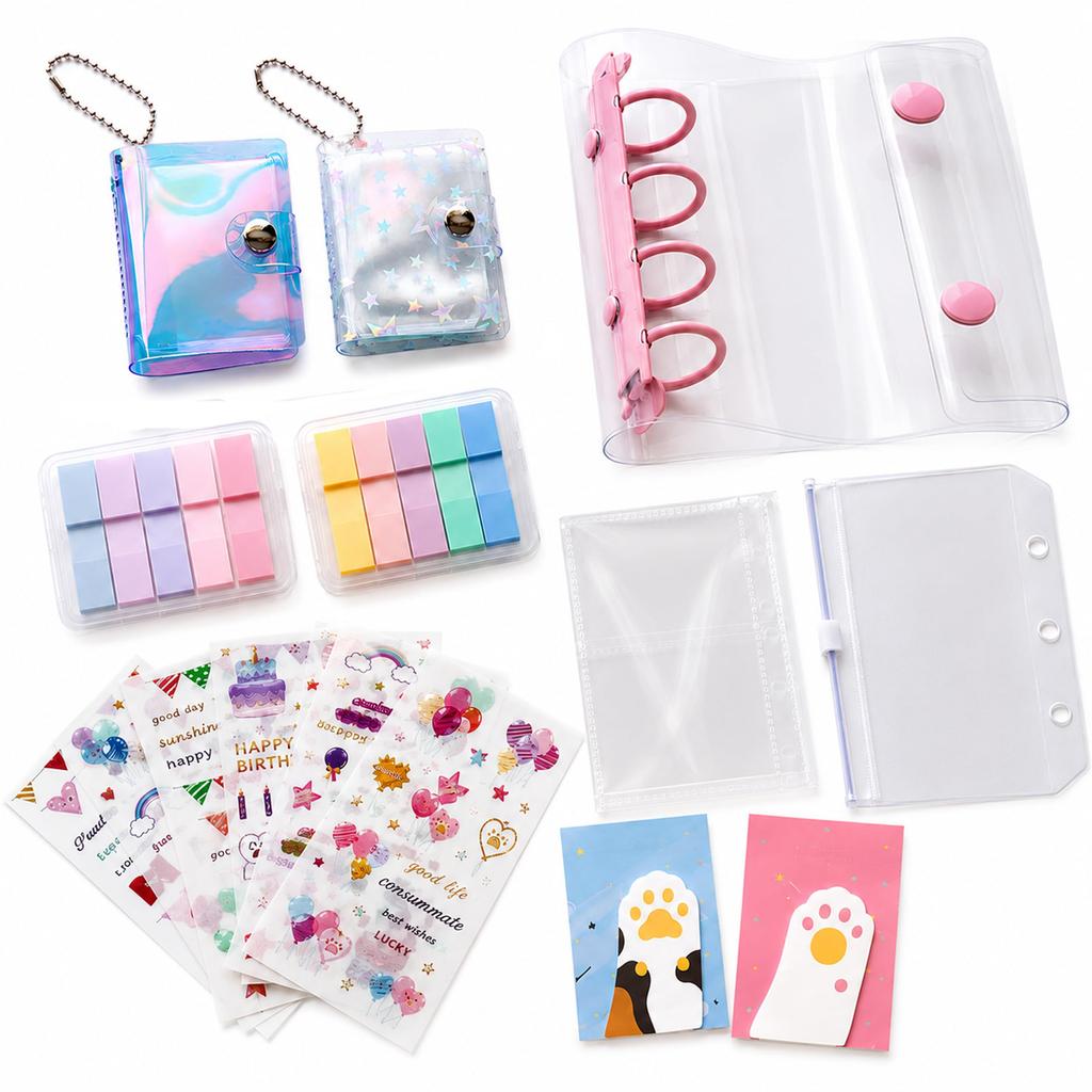 Stationery Small Present for Sticker Mini Sticker Sticky Memo Pad Set, Gift, Girls, Book, Book, Stickers, Notes, (Pink)
