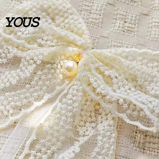 Lace Curtain Ties 2Pcs Bowknot Tiebacks, Bow Holdbacks with Pearls, Decorative Tiebacks for Home Office Living Room Bedroom Wedding Party Decor