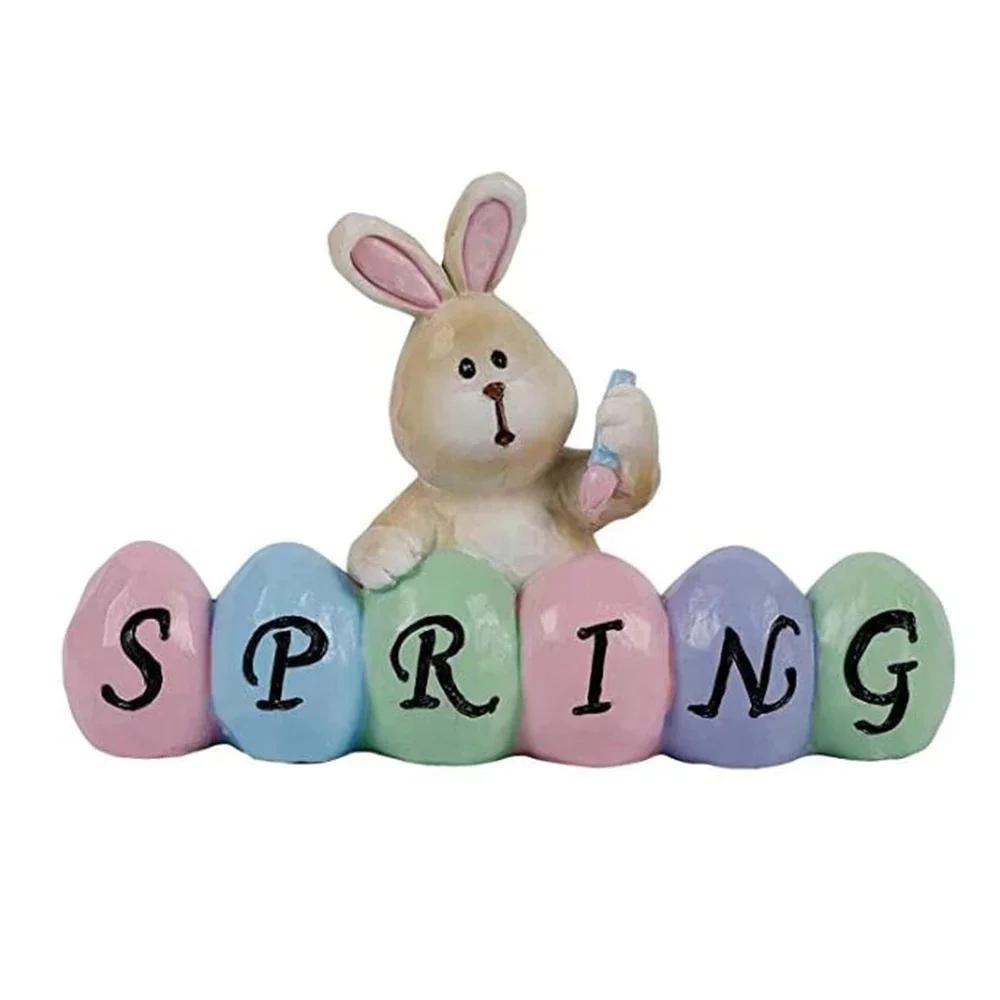 

Easter Spring Bunny Tabletop Ornament Cute Craft Figurines Home Decor Festive Supplies Bedroom Resin Miniature Rabbit Gifts 2025 1pcs