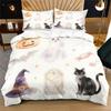 Cute Halloween Duvet Cover Set Cartoon Ghost Black Cat Pumpkin Tombstone Print Bedding Set Fashion Quilt Cover Set Bedroom Decor