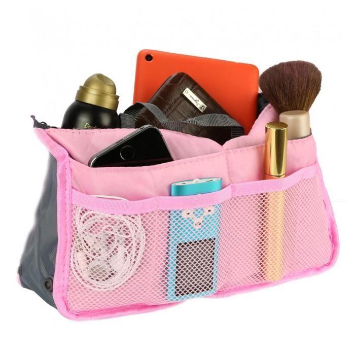 Organisateur de sac à main - SHOP-STORY - Rose - 100% nylon - 13 compartiments - Lavable en machine