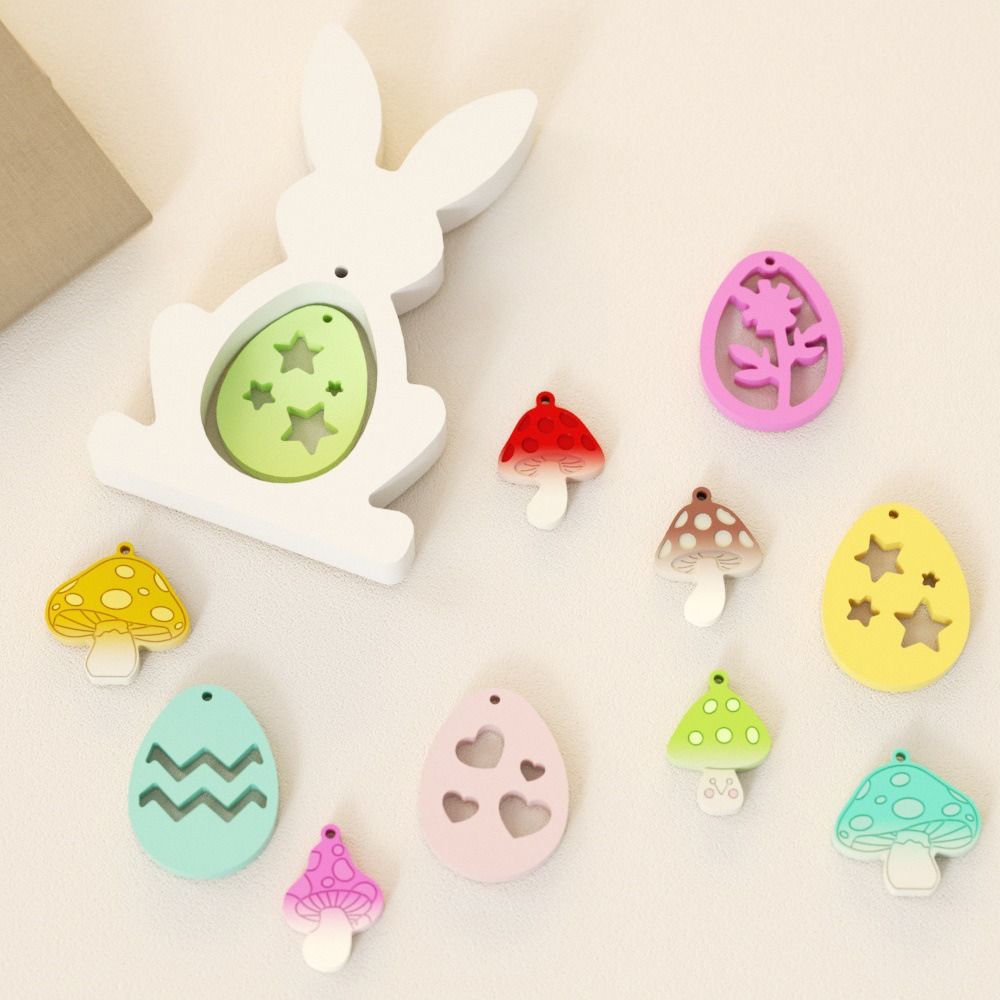Easter Eggs Resin Casting Mould Rabbit Mushroom Pendant Making Mold Pendnat Making
