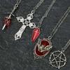Gothic Punk Bat Heart Star Pendant Necklace With Alloy Chain For Women