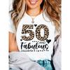 European Size Women's Outfit  & Fabulous Glittery Number & Leopard Print T-Shirt - Soft Round Neck Short Sleeve A-Line Fit Casual White Top
