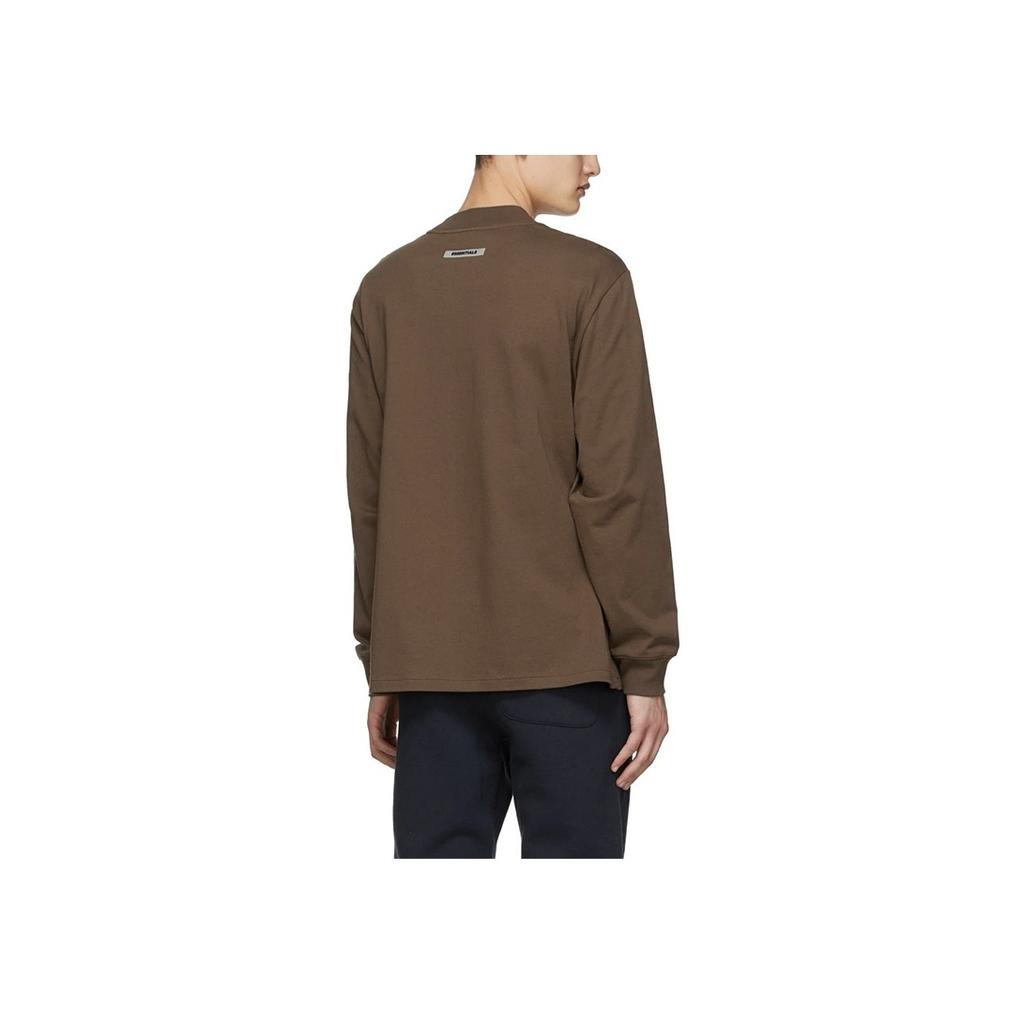 Fear of God Essentials Long Sleeve Crewneck T-Shirt with Drop Shoulder Unisex Tops Brown FOG-FW20-165