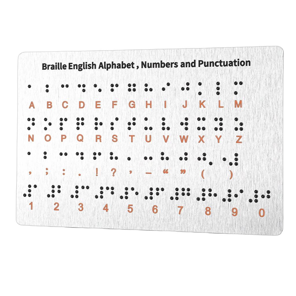 Aluminum Braille Alphabet Board with Raised Dots for Beginners Learning Tool Braille Education Board