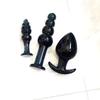 VaHppy Black Glass Anal Plugs 3pcs 3.4/4.9/6.5cm SM BDSM Adult Products Gay Anal Masturbation Expansion Sex Toys Pulling Beads