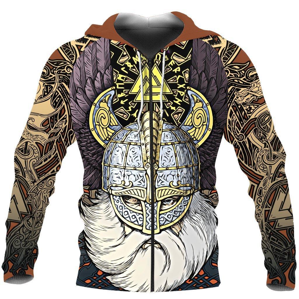 3D Tattoo Printed Sweatshirt Zipper with Hat Guard