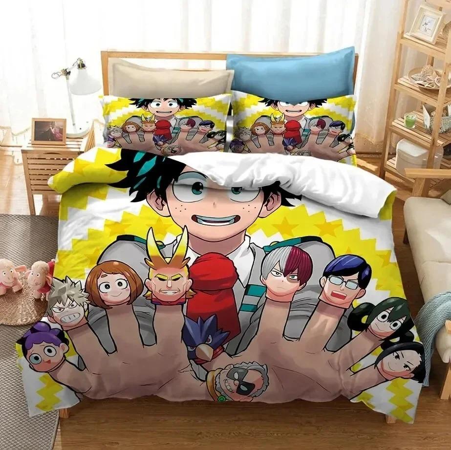 Anime 3D-tryck My Hero Academia Shoto Todoroki Sängkläder Påslakan Sängset Täcke Örngott Täcke King Queen Size