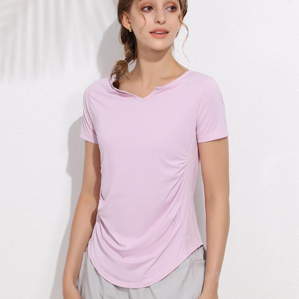 

Женская футболка для йоги больших размеров с быстрой сушкой - Однотонная, свободного кроя, повседневный топ с коротким рукавом для бега и пилатеса XL