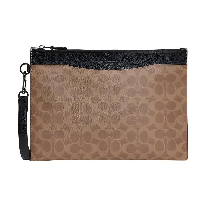 

Coach Hitch 30 Classic Monogram Zip Closure Leather Document Wristlet Clutch Large Men clutch Brown CE483-TN2 Basic Set (Bag+Dust Bag)