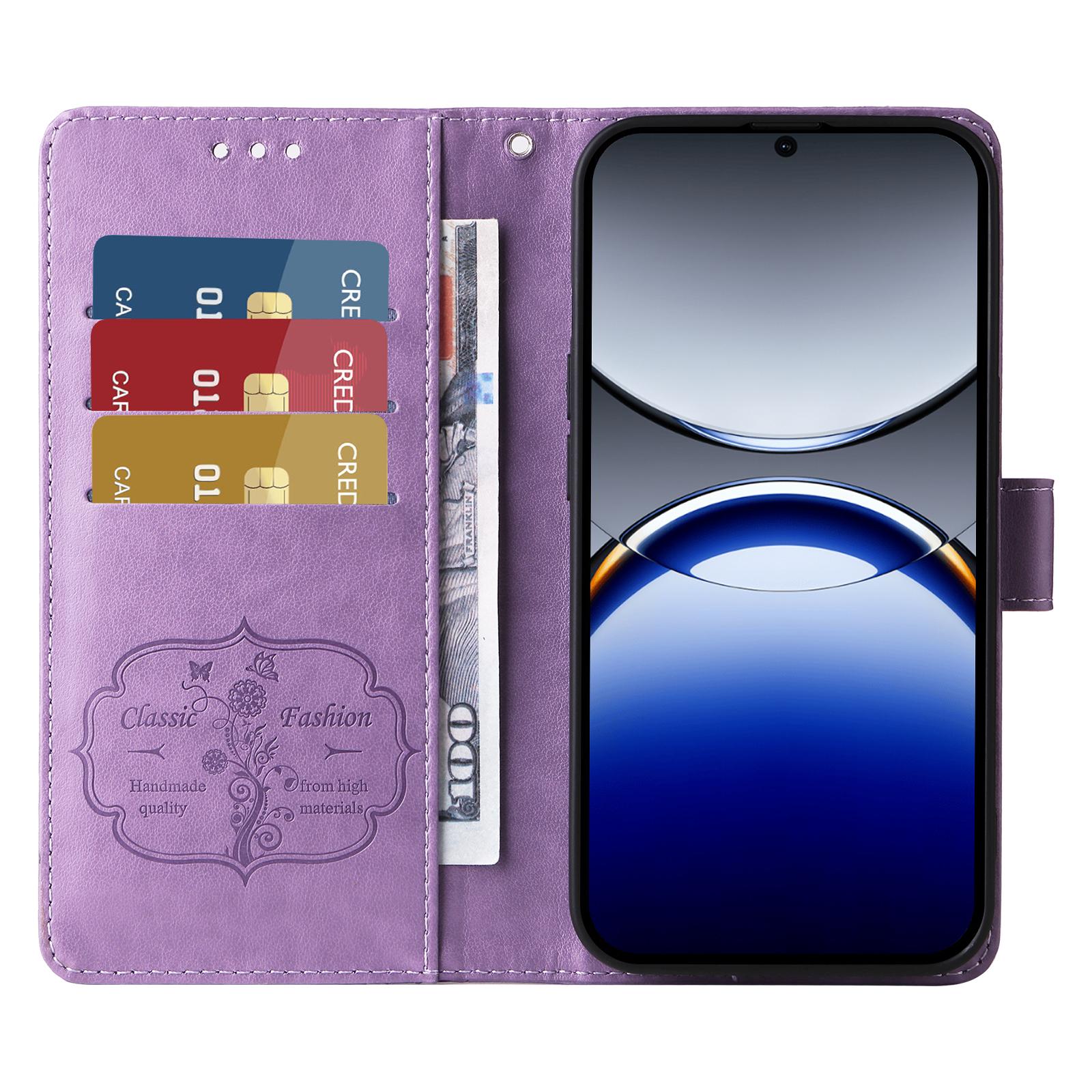 

For Oppo Find X8 Pro 5G Leather Case Butterfly Floral Imprint Wallet Stand Cover Pink