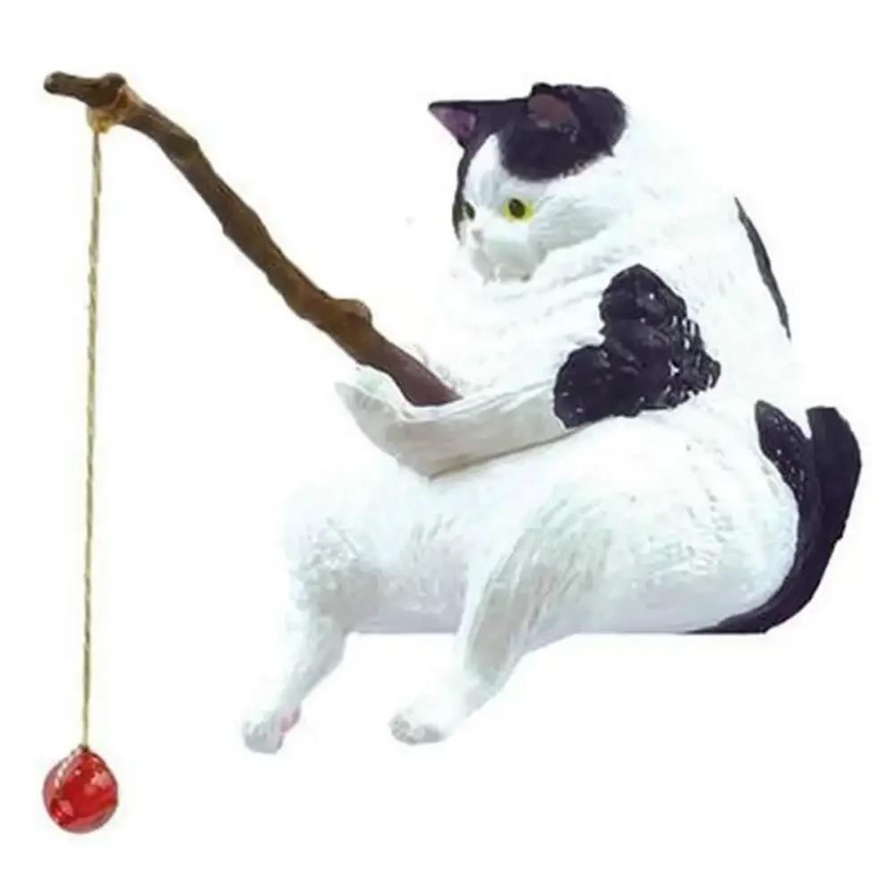 Fishing Cat Car Interior Decoration Cute Resin With Pipe Glasses Auto Rearview Mirror Pendant Air Outlet For Car Accessories
