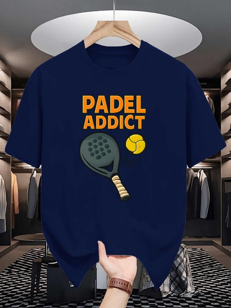 Padel Racket And Ball Graphic Unisexs Crew Neck T Shirt Padel Addict Tennis Print Short Sleeve Casual Cotton Daily Street Tops