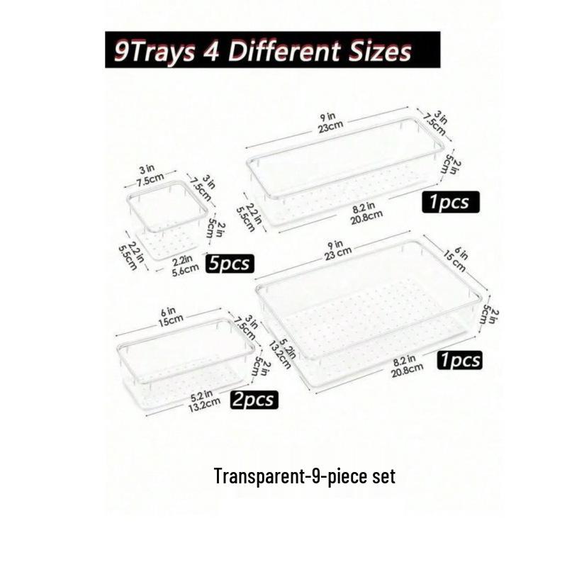 Transparent Plastic Drawer & Compartment Storage Box Set for Dressing Table Sundries