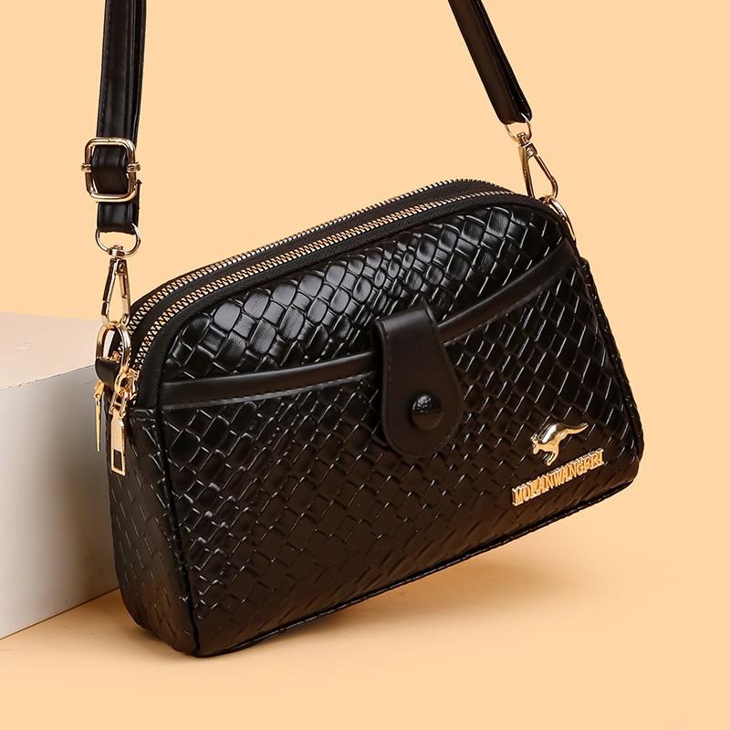 Kangaroo Woven Small Square Bag, Women's Fashion Crossbody Shoulder Bag