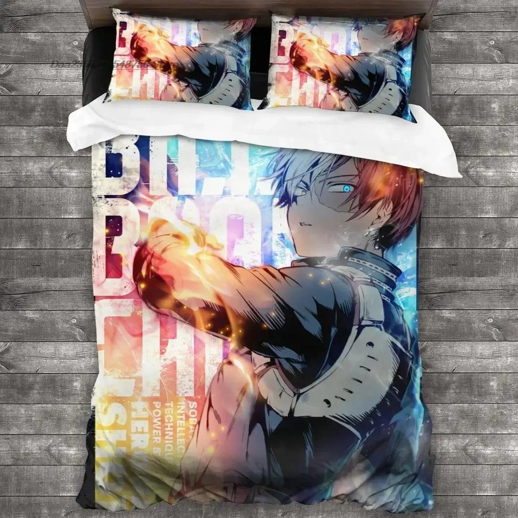 3D Print Anime My Hero Academia Bedding Set Duvet Cover Sheet Printed Bed Set Pillowcase Full Queen King Size Comforter Bedroom