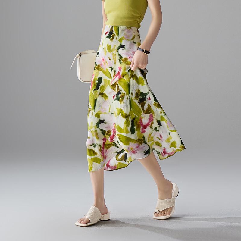 SOFSIL 2026 Summer Mulberry Silk Printed Fishtail Midi Skirt XL