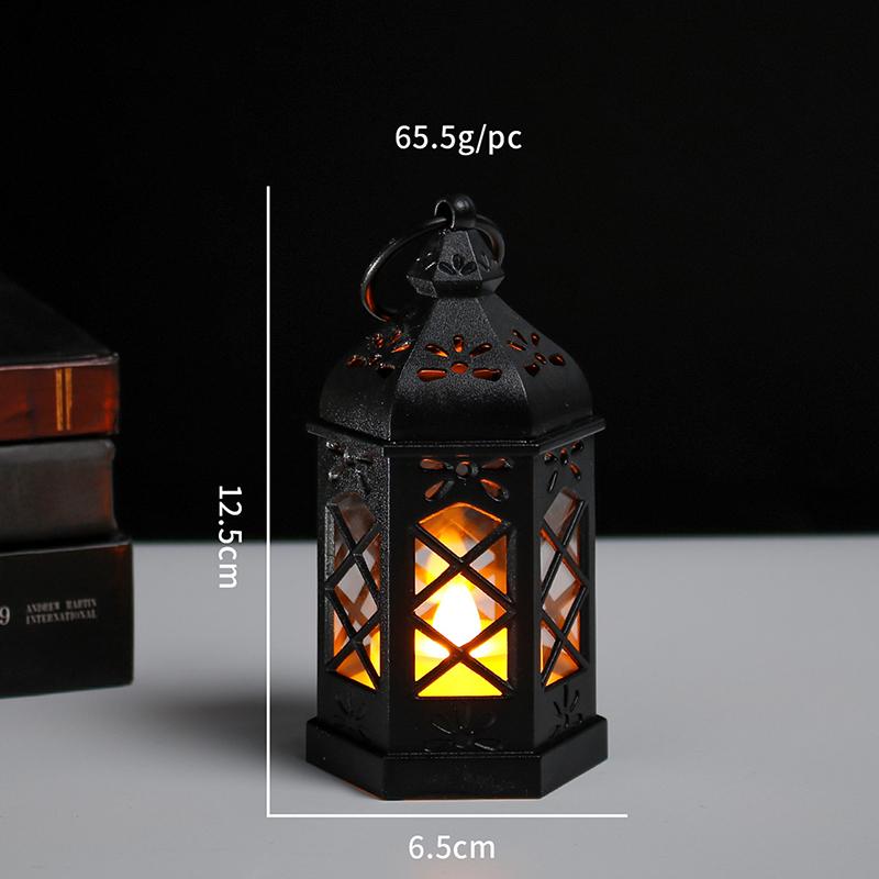 Retro Desktop Lamp - Halloween Ambient Decor & Creative Gift Hexagonal Led Wind Lamp Candle Lamp Portable Pony Lamp