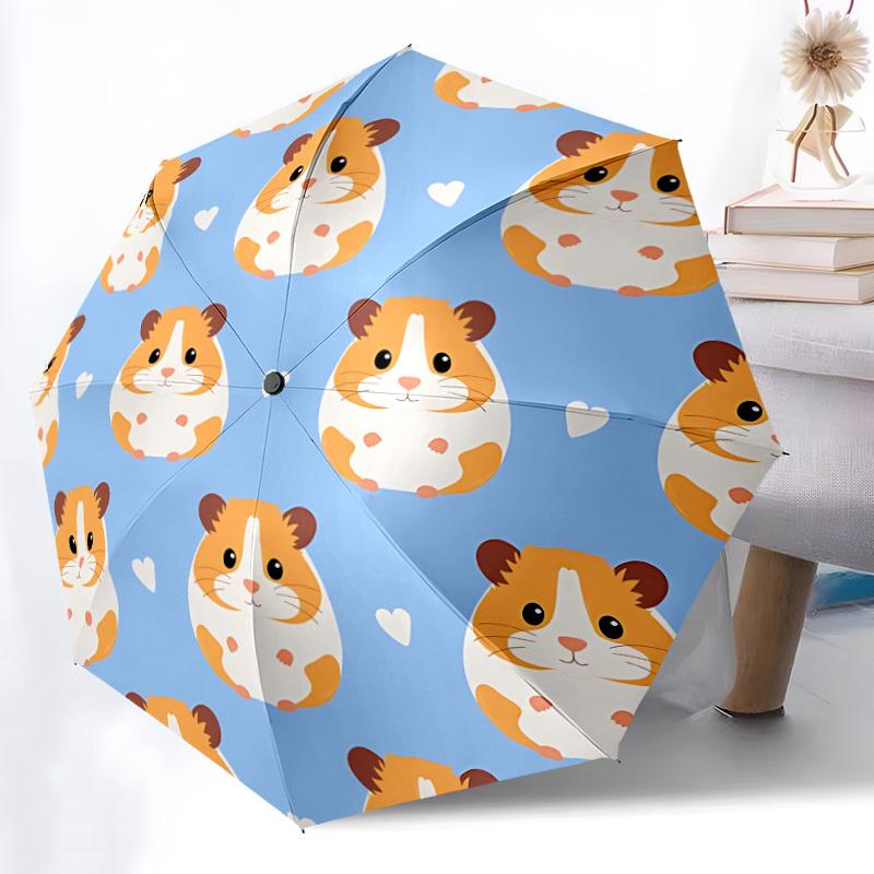 1pc Hamster Print Automatic Folding Umbrella - Portable Collapsible 8-Rib Umbrella for All Seasons Yy251119153