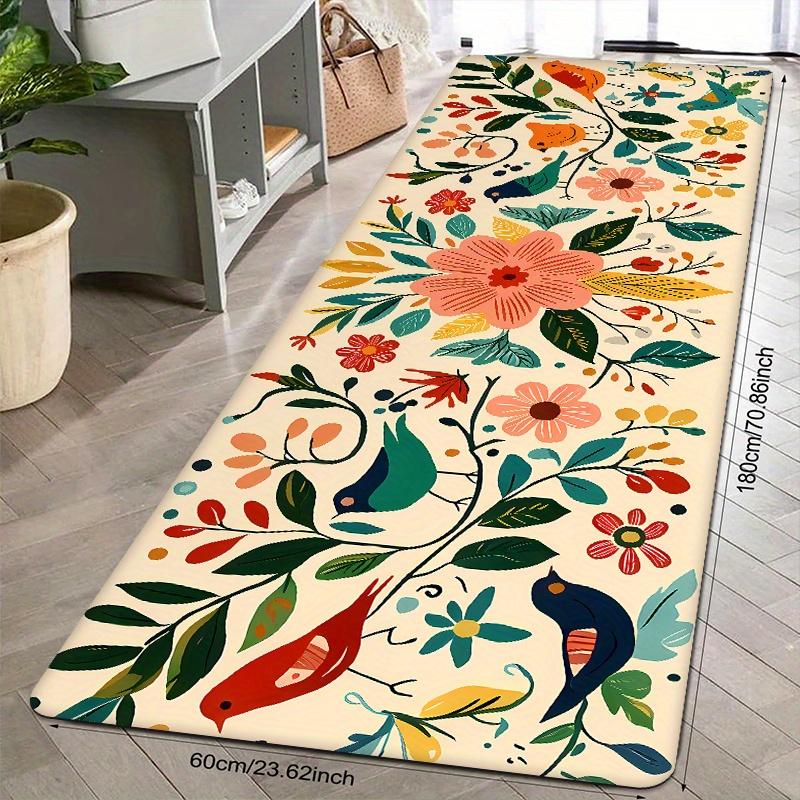 VIKAMA Schöner Blumenteppich Lebendiger Küchenteppich Fußmatte Weiche Lange Matte Teppich Für Schlafzimmer Teppich Für Wohnzimmer Badezimmerteppich