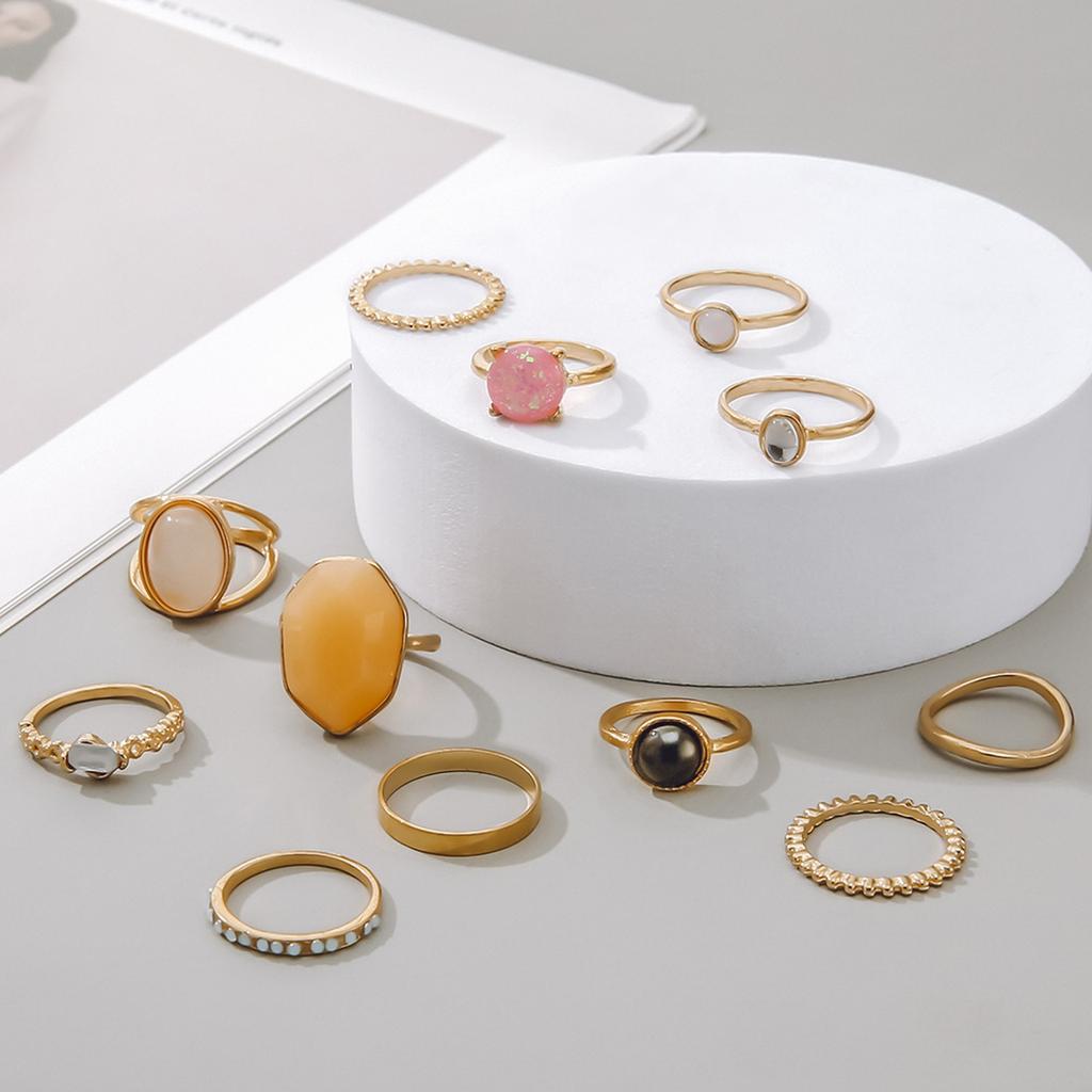 Fashion Women's 12 Piece Ring Set - Ladies Ring  Metal Ring Glossy Ring  Metal Ring Holiday Gift