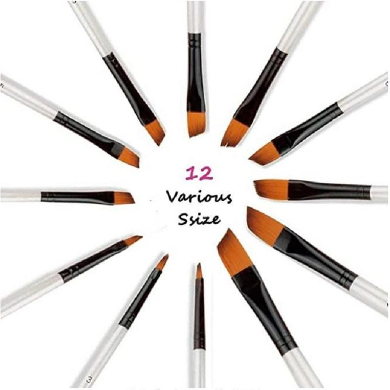 12 buc. Kit cu vârf plat, acrilic, ulei, pix, articole de artă, perii de pictură în acuarelă, perii de vopsea pentru pensule de nailon HMM